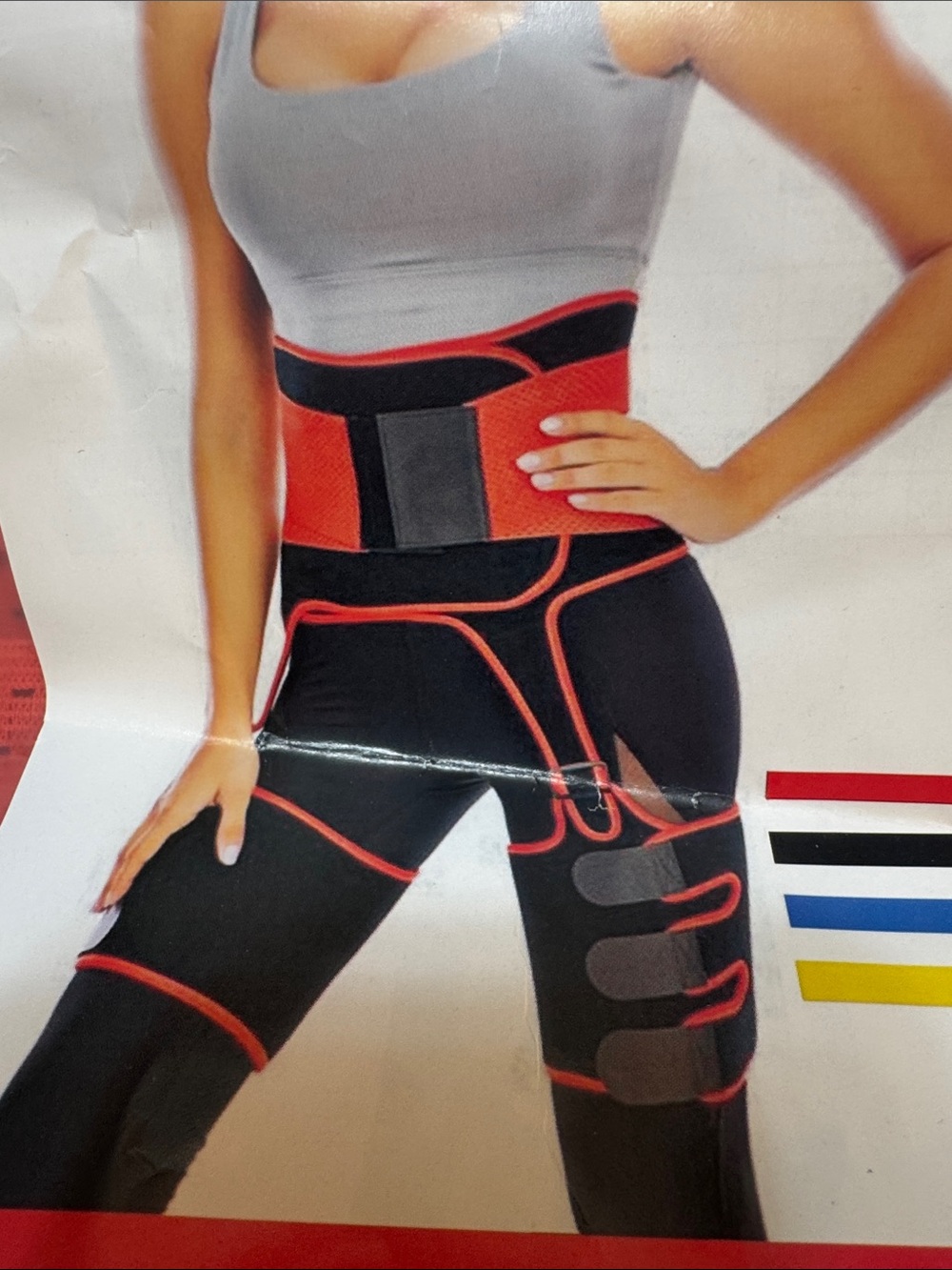 Waist and Thigh Shaper Set in Black and Red